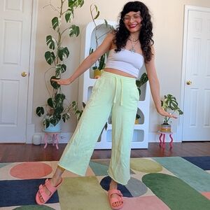 Girlfriend Collective pale green wide leg cotton sweat pants